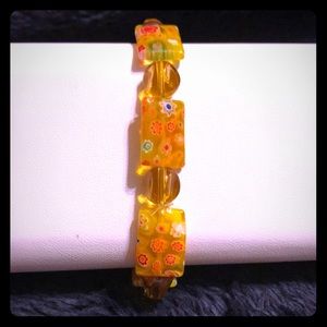 Flower Murano Glass Bead Bracelet
